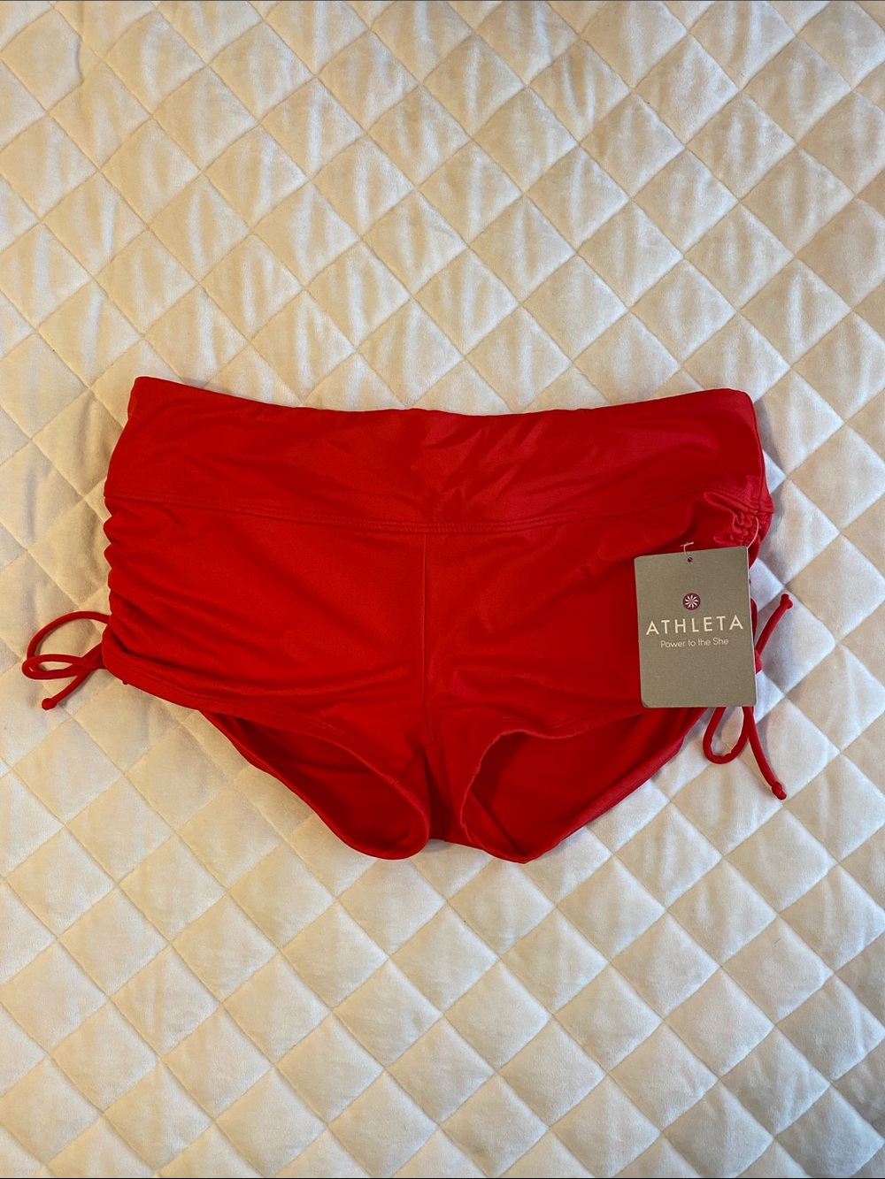 Athleta Red Sand Sprint Side Tie Shorts Medium